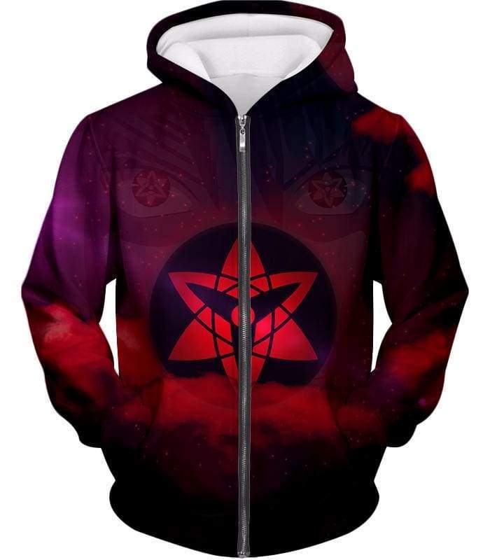 Boruto Ultimate Sasuke Uchihas Mangekyou Sharingan Black Zip Up Hoodie - Zip Up Hoodie