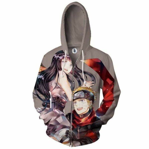 Naruto And Hinata Together Hoodie - Naruto Full Print Zip Up Hoodie