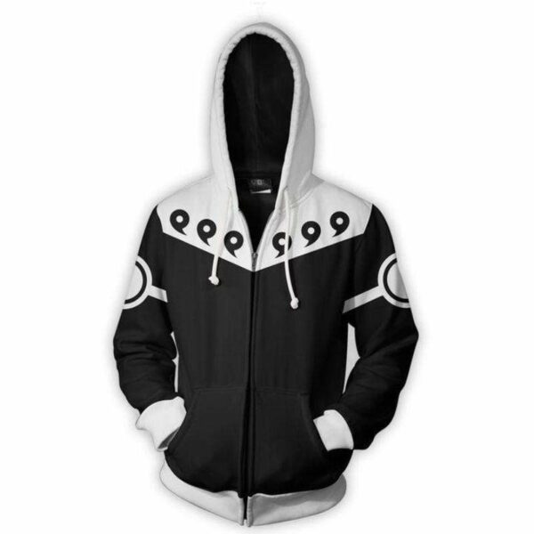 Naruto Cosplay Hoodie - Naruto Hoodie Six Paths Sage Mode Black Zip Up Hoodie - Zip Up Hoodie