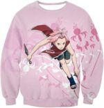 Naruto Cute Pink Haired Ninja Haruno Sakura Action Pink Hoodie - Sweatshirt