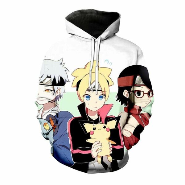 Naruto Hoodie  - Boruto Holding Pichu Pullover Hoodie