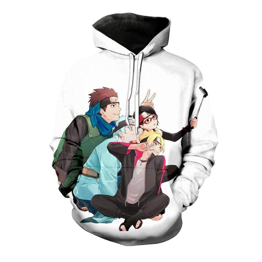 Naruto Hoodie  - Boruto, Sarada, Mitsuki And Konohamaru Pullover Hoodie