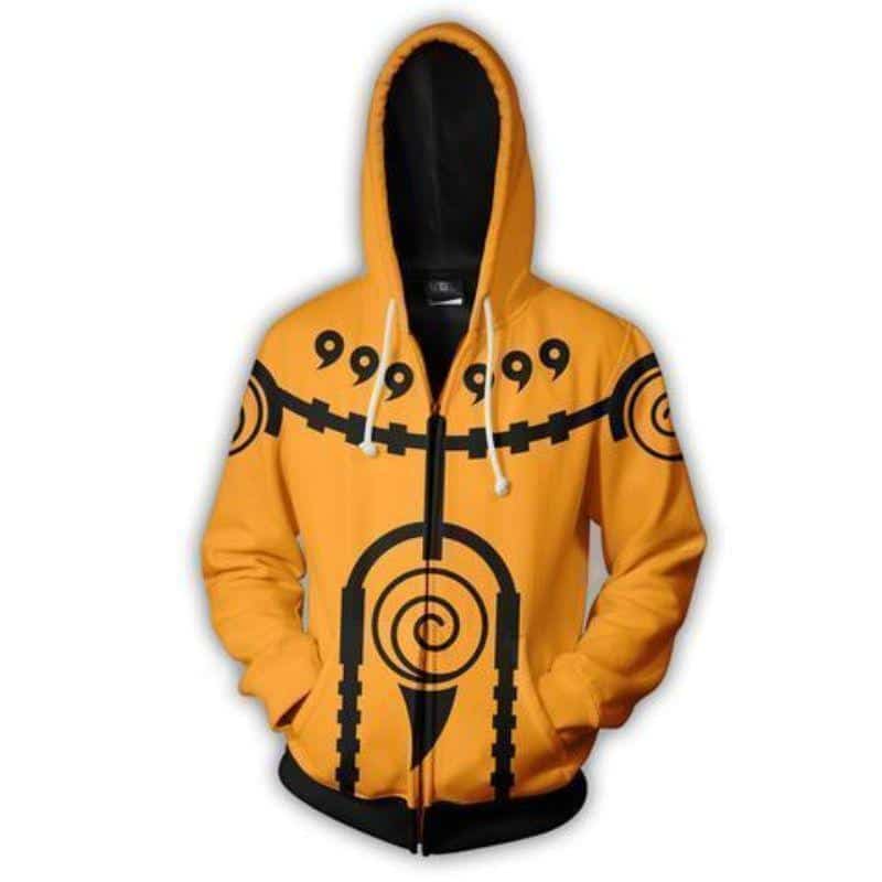 Naruto Hoodie Jackets - Naruto Hoodie Nine Tails Charka Mode Orange Hoodie - Zip Up Hoodie