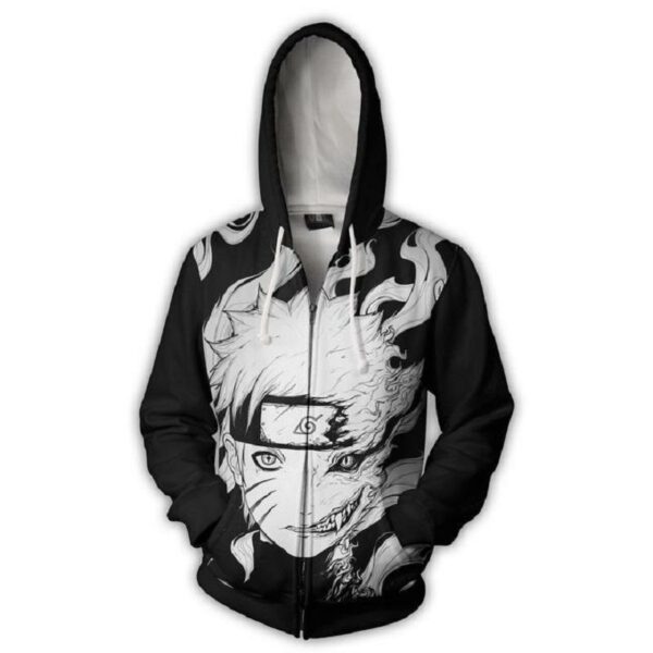 Naruto Hoodies - Naruto Kurama Kyubi Mode Zip Up Hoodie