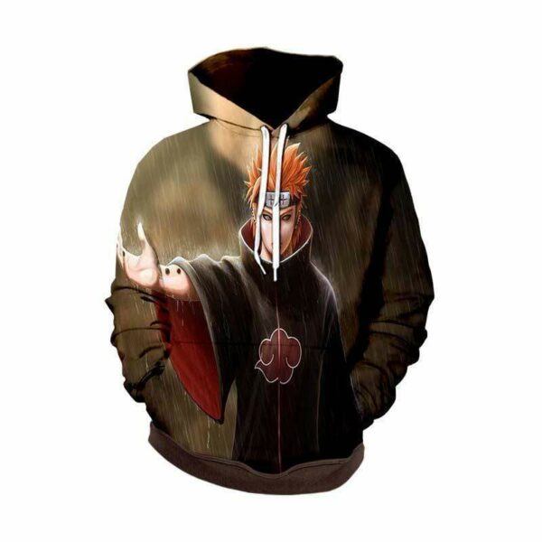 Naruto Hoodies - Naruto Red Cloud Rain Zip Up Hoodie Jacket - PullOver Hoodie