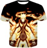 Naruto Naruto Uzumakis Powerful Beast Tail Mode Action Black Hoodie - T-Shirt