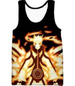 Naruto Naruto Uzumakis Powerful Beast Tail Mode Action Black Hoodie - Tank Top