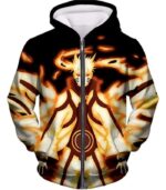 Naruto Naruto Uzumakis Powerful Beast Tail Mode Action Black Hoodie - Zip Up Hoodie