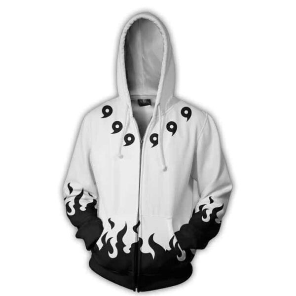 Naruto Six Paths White Uchiha Madara Zip Up Hoodie Jacket