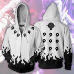 Naruto Six Paths White Uchiha Madara Zip Up Hoodie Jacket