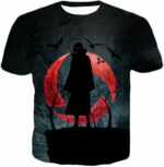 Naruto Super Cool Itachi Uchihas Mangekyou Sharingan Black Hoodie - T-Shirt