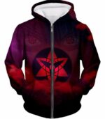 Naruto Ultimate Sasuke Uchihas Mangekyou Sharingan Black Hoodie - Zip Up Hoodie