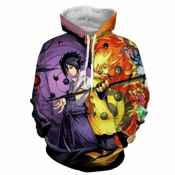 Sasuke Hoodie - Jinchuuriki Sharingan Shippuden Naruto Split 3D Hoodie