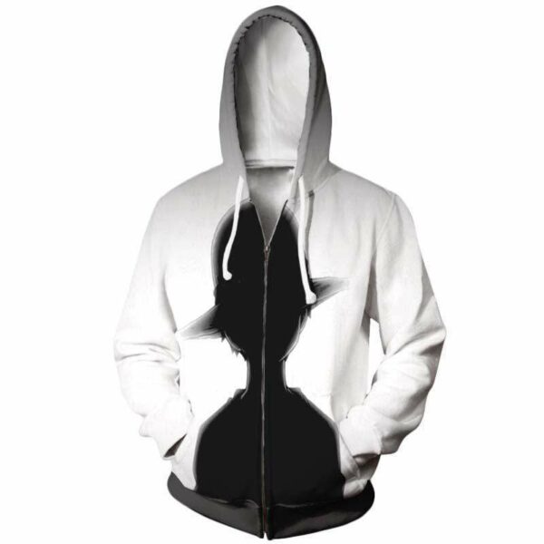 Luffy Black & White Contrast Hoodie - One Piece Zip Up Hoodie