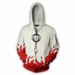 One Piece Anime Hoodie - One Piece Ace White Logo Zip Up Hoodie  Jacket