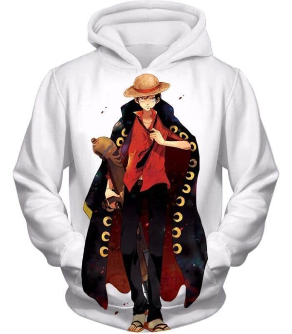 One Piece Future Pirate King Straw Hat Luffy Cool White Zip Up Hoodie - Hoodie