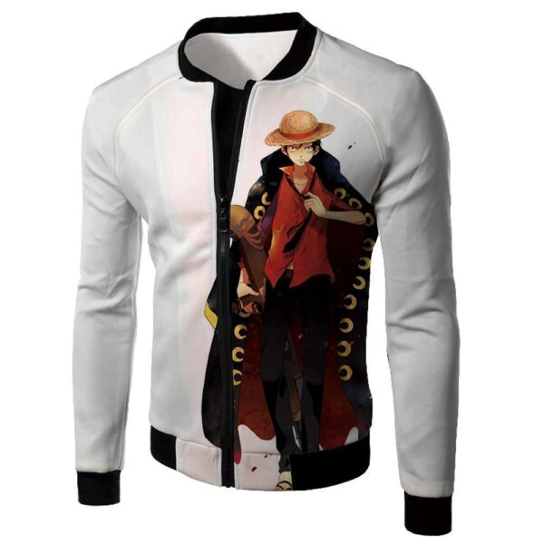 One Piece Future Pirate King Straw Hat Luffy Cool White Zip Up Hoodie - Jacket