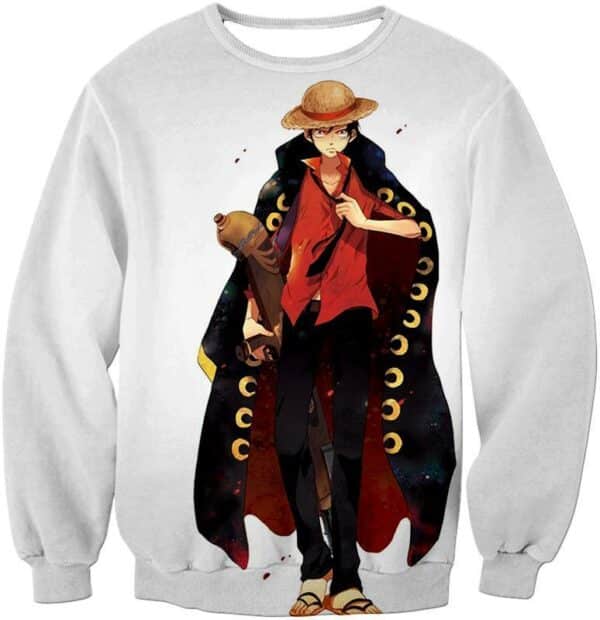 One Piece Future Pirate King Straw Hat Luffy Cool White Zip Up Hoodie - Sweatshirt