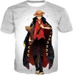 One Piece Future Pirate King Straw Hat Luffy Cool White Zip Up Hoodie - T-Shirt