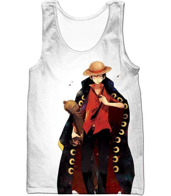 One Piece Future Pirate King Straw Hat Luffy Cool White Zip Up Hoodie - Tank Top