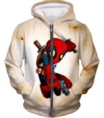 One Piece Hoodie - Deadpool Funny Figure White Hoodie - Zip Up Hoodie