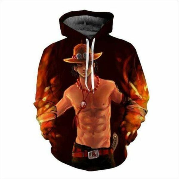 One Piece Hoodie - Gomu Gomu Fire Fist Ace 3D One Piece Anime Hoodie Jacket