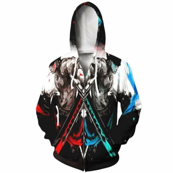 One Piece Hoodie - Mirrored Zoro One Piece Hoodie - Zip Up Hoodie