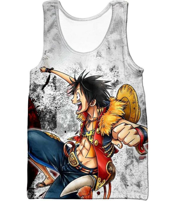 One Piece Hoodie - One Piece And Fun Straw Hat Captain Luffy Hoodie - Tank Top