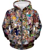 One Piece Hoodie - One Piece Anime One Piece All In One Characters Hoodie - Zip Up Hoodie