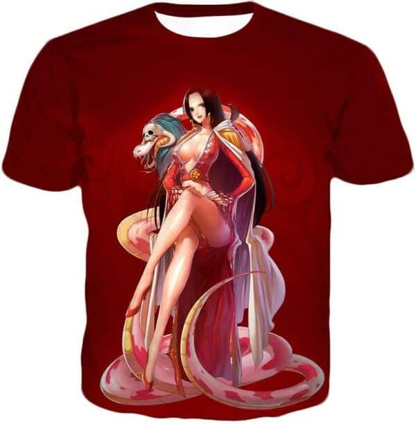 One Piece Hoodie - One Piece Beautiful Amazon Lily Queen Boa Hancock Red Hoodie - T-Shirt