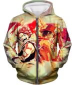 One Piece Hoodie - One Piece Fire Using Anime Characters Natsu Dragneel And Portgas D Ace Hoodie - Zip Up Hoodie