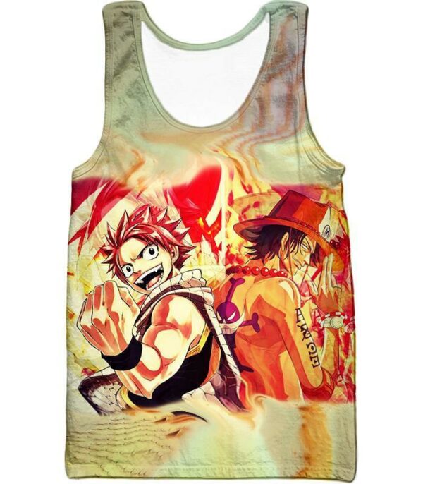 One Piece Hoodie - One Piece Fire Using Anime Characters Natsu Dragneel And Portgas D Ace Hoodie - Tank Top
