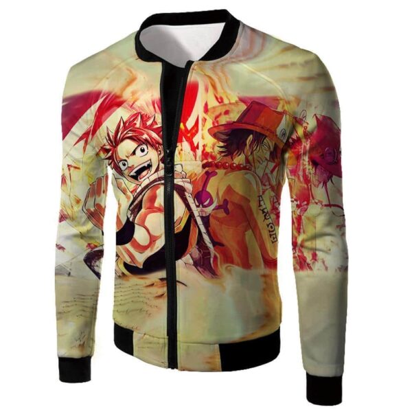 One Piece Hoodie - One Piece Fire Using Anime Characters Natsu Dragneel And Portgas D Ace Hoodie - Jacket