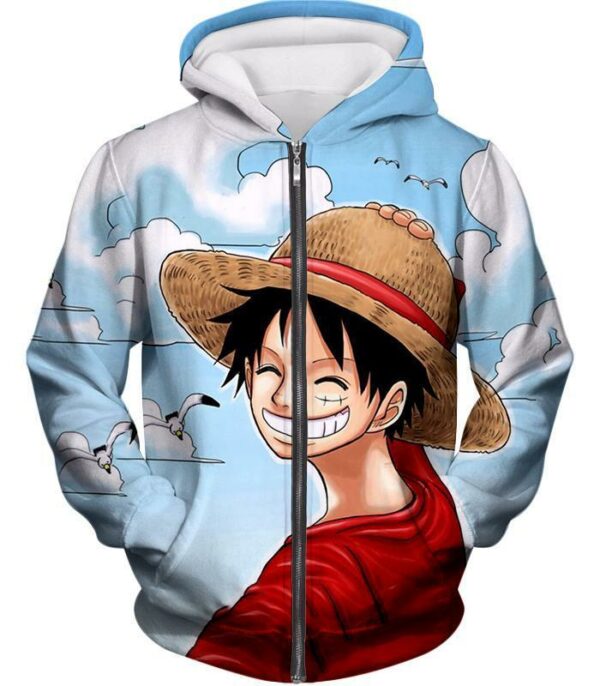 One Piece Hoodie - One Piece Funny Straw Hats Captain Luffy Hoodie - Zip Up Hoodie