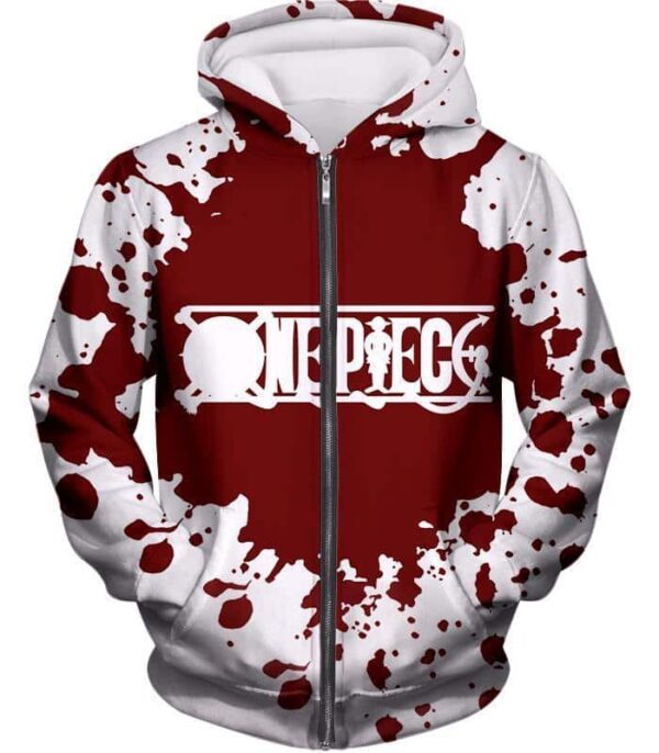 One Piece Hoodie - One Piece One Piece Anime Promo Logo White Hoodie - Zip Up Hoodie