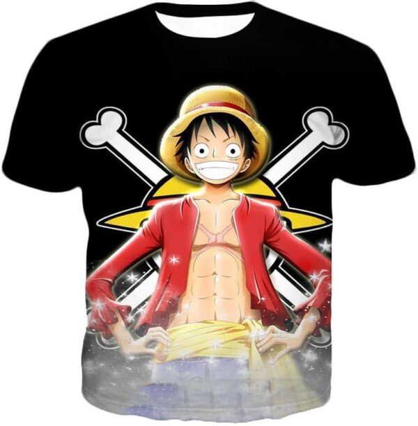 One Piece Hoodie - One Piece One Piece Straw Hat Pirates Monkey D Luffy Promo Black Hoodie - T-Shirt