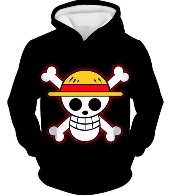 One Piece Hoodie - One Piece Pirate Crew Straw Hat Logo Black Hoodie