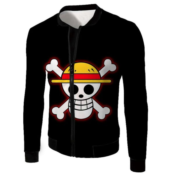 One Piece Hoodie - One Piece Pirate Crew Straw Hat Logo Black Hoodie - Jacket