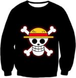 One Piece Hoodie - One Piece Pirate Crew Straw Hat Logo Black Hoodie - Sweatshirt