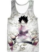 One Piece Hoodie - One Piece Pirate Hero Monkey D Luffy Action White Hoodie - Tank Top