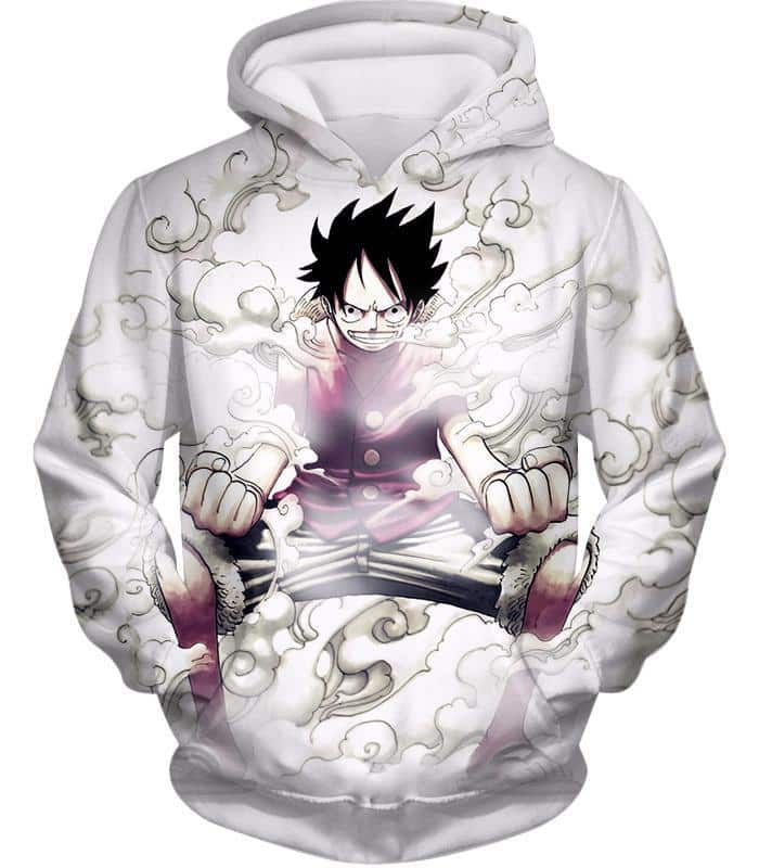 One Piece Hoodie - One Piece Pirate Hero Monkey D Luffy Action White Hoodie