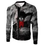 One Piece Hoodie - One Piece Powerful Pirate Straw Hat Luffy Action Black Hoodie - Jacket