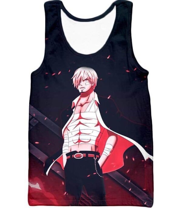 One Piece Hoodie - One Piece Smoking Pirate Prince Vinsmoke Sanji Black Hoodie - Tank Top