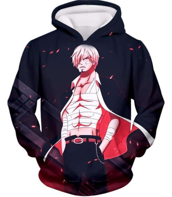 One Piece Hoodie - One Piece Smoking Pirate Prince Vinsmoke Sanji Black Hoodie