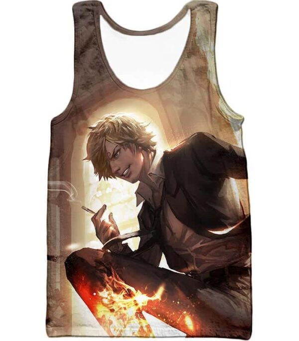 One Piece Hoodie - One Piece Straw Hat Pirate Black Leg Sanji Hoodie - Tank Top