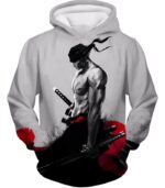 One Piece Hoodie - One Piece Straw Hats Swordsman Bounty Hunter Zoro White Hoodie