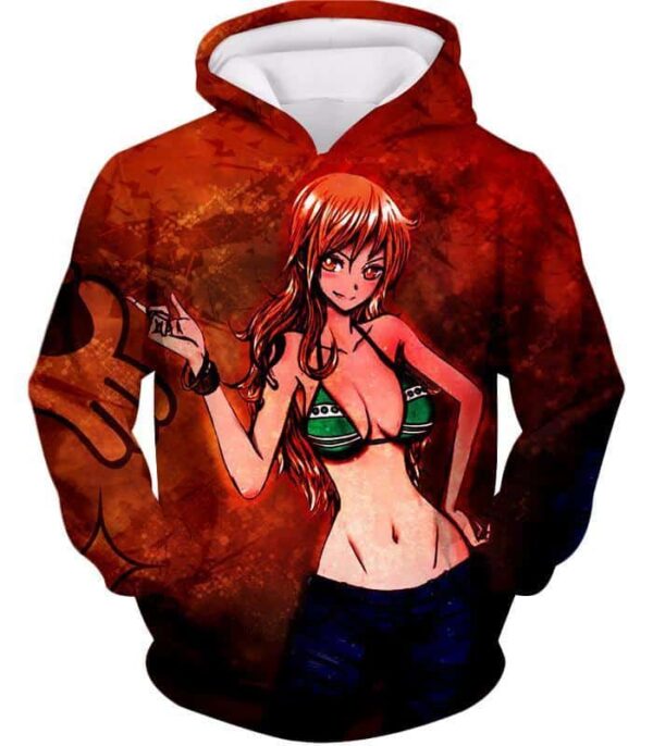 One Piece Hoodie - One Piece Super Hot Orange Haired Pirate Thief Nami Fan Art Hoodie