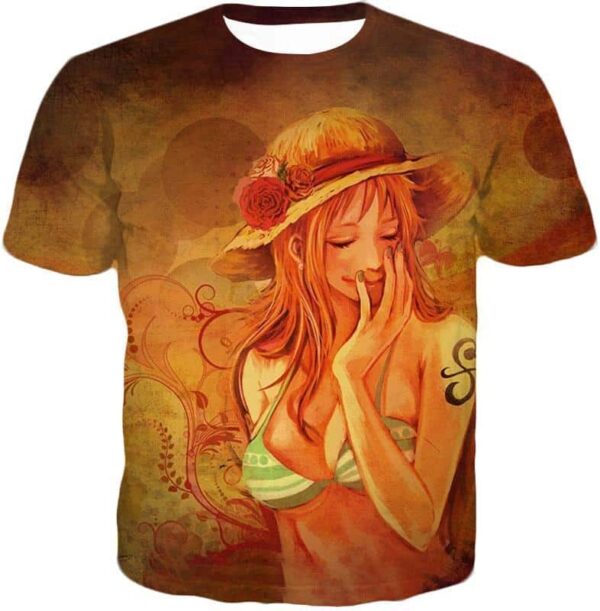 One Piece Hoodie - One Piece Super Hot Pirate Thief Nami Sketch Print Hoodie - T-Shirt