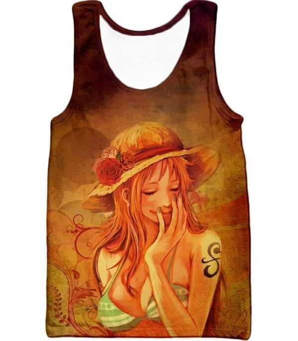 One Piece Hoodie - One Piece Super Hot Pirate Thief Nami Sketch Print Hoodie - Tank Top