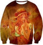 One Piece Hoodie - One Piece Super Hot Pirate Thief Nami Sketch Print Hoodie - Sweatshirt